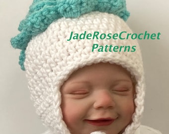 Baby Hat Crochet Pattern, Newborn to 4 months Baby Bonnet, Crochet Pattern Classic Baby Flap Hat, Fits 0 - 4 months PDF418