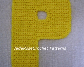 Crochet Letters Patterns, P, Alphabet Applique, 3D Accent Pillows, in 5 Sizes