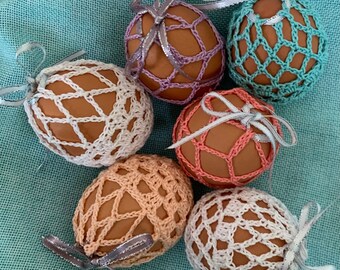 Crochet Lace Egg Covers, Set of 6, Egg Cozies, Boiled Egg Cover, Easter Egg Covers, 7 Custom Colors