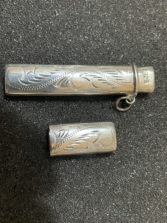 Needle Case, Antique Sterling Silver Engraved Victorian Sewing Etui
