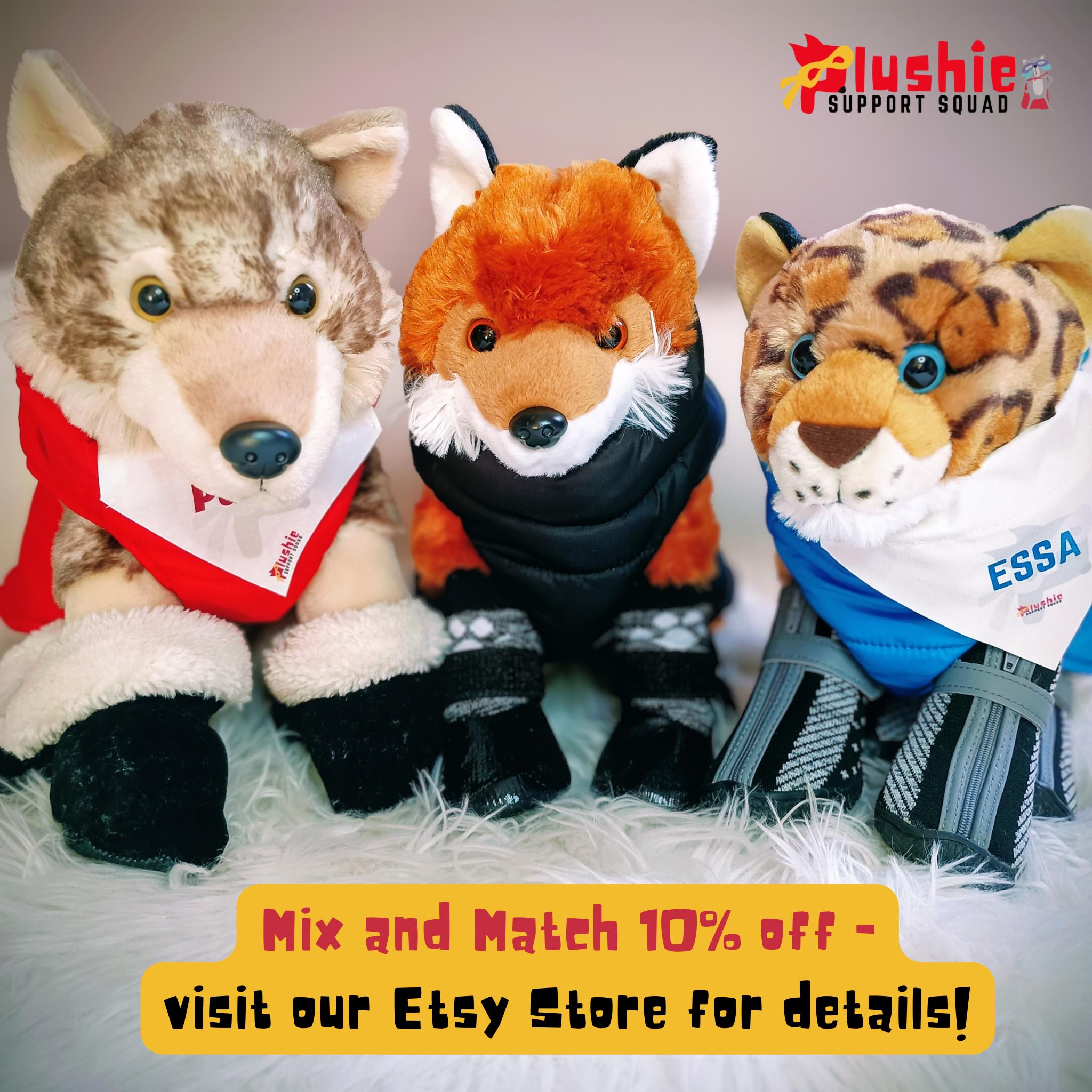 Personalised Emotional Support Plushie Red Fox With Custom Bandana