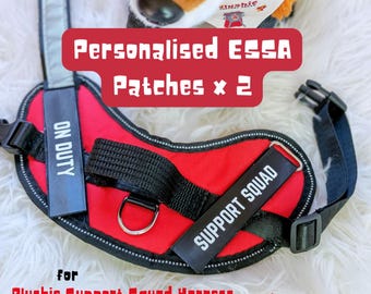 Personalised ESSA Patch (Set of two) for Plushie Support Squad Harness, or similar style for Emotional Support Plushies & Stuffed Animals