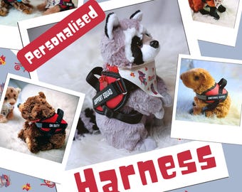 Gepersonaliseerde ESSA-knuffelharnas met handvat en aangepaste klittenbandsluitingen met optionele schouderriem, speelgoedknuffelaccessoires