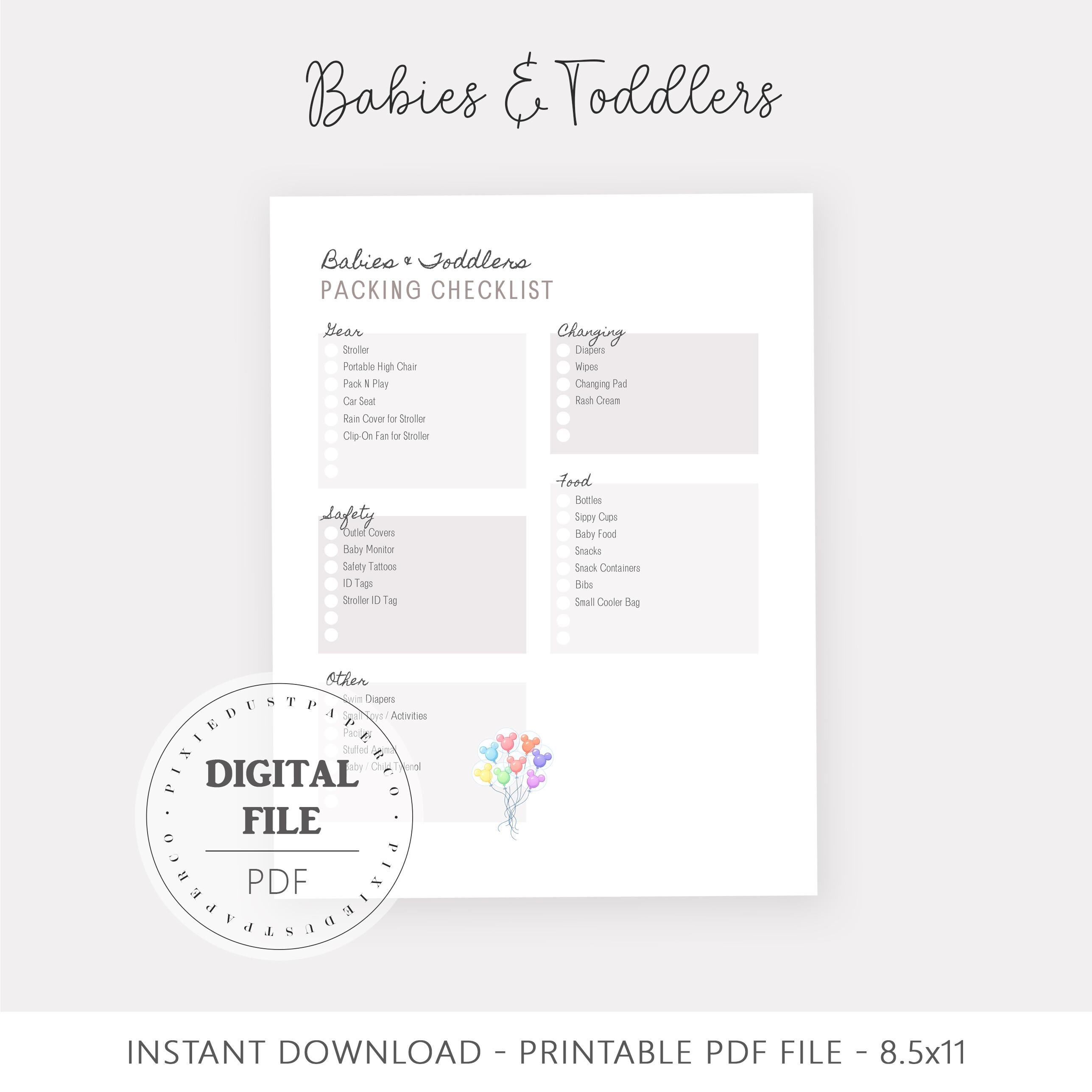 Packing Checklist for Disney Trip, Theme Park Printable Packing ...