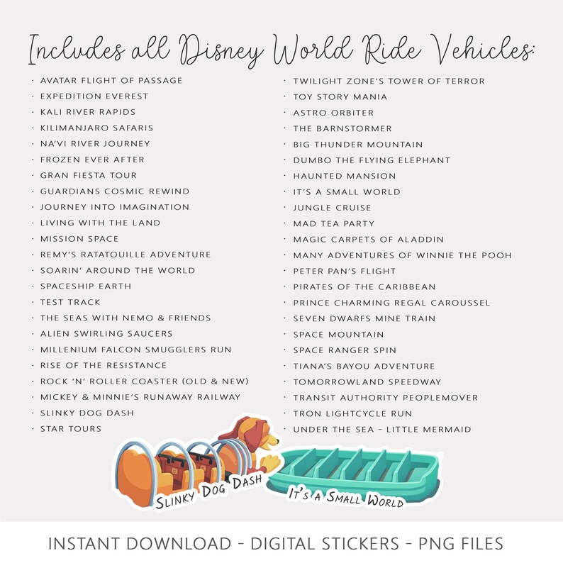 Sticker For Ride Ride Vehicle Digital Sticker Bundle for Magical Vacation Planners ...