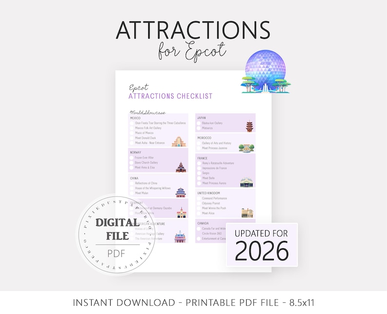 Printable Ride Checklists for Disney World, Magical Family Trip Planner ...