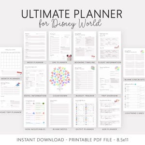 Pu&ograve; includere: Un pianificatore PDF stampabile per Disney World, con varie pagine di pianificazione come pianificatori mensili, settimanali e giornalieri, insieme a cronologie di prenotazione, tracker di budget e liste di controllo. Il pianificatore include una pagina di conto alla rovescia e un pianificatore di outfit.