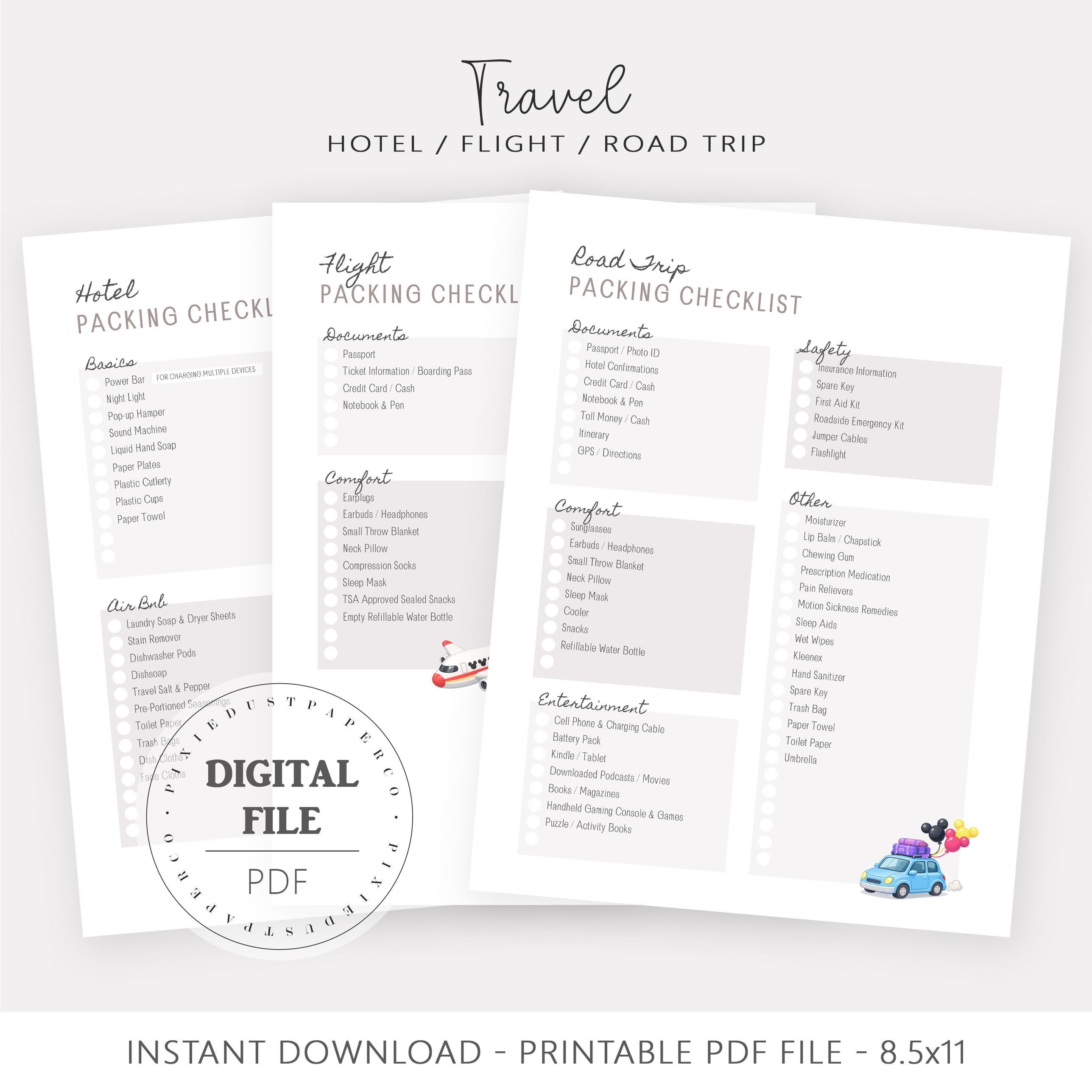 Packing Checklist for Disney Trip, Theme Park Printable Packing ...