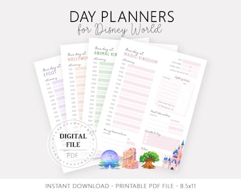 Printable Planners for Disney World, Magical Family Trip, WDW Vacation Guide, Day Itinerary for all 4 DisneyWorld Parks