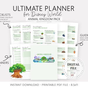 Pu&ograve; includere: Un pianificatore digitale stampabile per l'Animal Kingdom di Disney World. Il pianificatore include liste di controllo, pianificatori giornalieri e guide. La copertina presenta un'illustrazione colorata del parco Animal Kingdom. Formato 8,5x11 pollici.