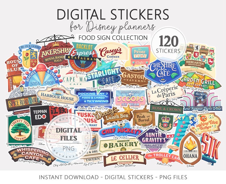 Fresh Food Sign Sticker Food Sign Sticker Bundle for Theme Park Vacation Planners, Mouse Dining ...