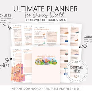Pu&ograve; includere: Un pianificatore digitale stampabile per gli Hollywood Studios di Disney World. Il pianificatore include liste di controllo, pianificatori giornalieri e guide. La copertina presenta un'illustrazione colorata degli Hollywood Studios. Formato 8,5x11 pollici.