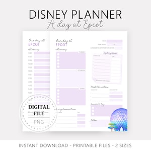 DisneyWorld Printable Planner, Magical Family Trip, WDW Vacation Guide, Epcot Day Itinerary