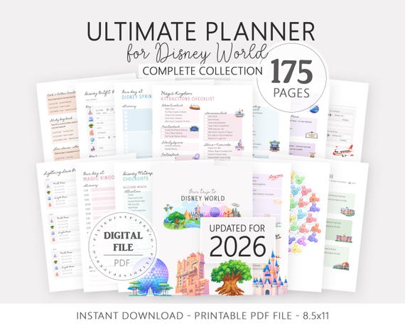 Ultimate Planner Bundle for Disney World, Family Trip to DisneyWorld, WDW Printable Vacation Planning Guide, Disney Itinerary and Checklists