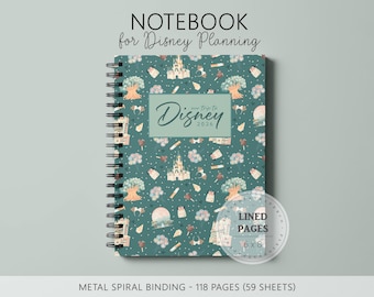 Cuaderno para planificar vacaciones en Disney, cuaderno mágico para viajes familiares, diario de vacaciones en WDW, cuaderno rayado para usar como planificador de Disney.