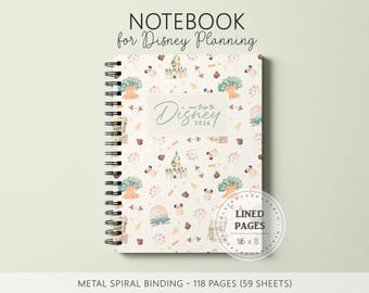 Cuaderno para planificar vacaciones en Disney, cuaderno mágico para viajes familiares, diario de vacaciones en WDW, cuaderno rayado para usar como planificador de Disney.