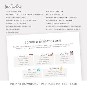 Pu&ograve; includere: Un documento PDF stampabile con sfondo bianco, con elementi di pianificazione del viaggio come tempistiche, pianificatori e liste di controllo. Il documento include il testo "DOWNLOAD IMMEDIATO - FILE PDF STAMPABILE - 8.5x11" (21,6 x 27,9 cm).
