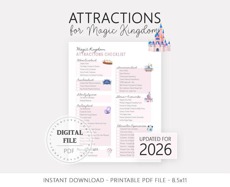 Printable Ride Checklists for Disney World, Magical Family Trip Planner ...