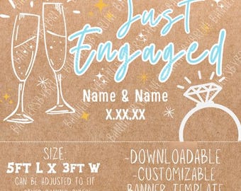 Engagement Party Banner Template | Customizable Celebration Sign (Digital Download)