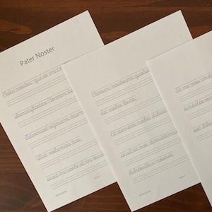 Padre Nuestro / Pater Noster / Copia cursiva y ayuda visual