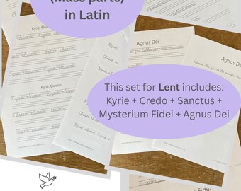 Mass Ordinary in Latin | Learn the Lenten Mass Parts | Catholic Novus Ordo | Cursive Handwriting Copywork