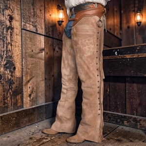 Men's Suede Leather Western Chaps – Fringe Rodeo Riding Gear