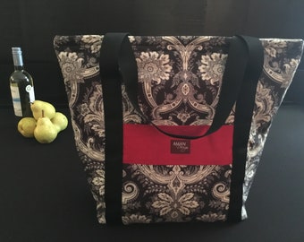 Washable, Insulated Market Tote - Black and White
