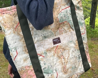 Washable, Insulated Market Tote - Map
