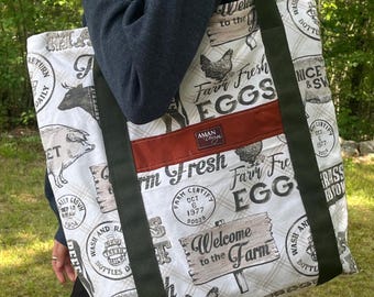 Washable, Insulated Market Tote - Farm Fresh