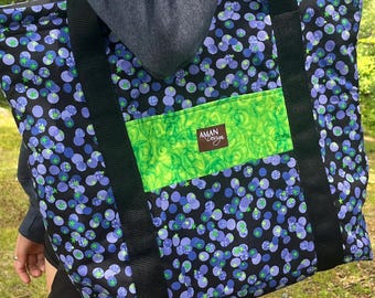 Washable, Insulated Market Tote - Blueberry