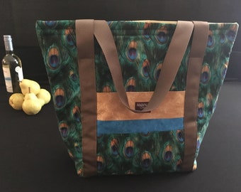 Washable, Insulated Market Tote - Peacock