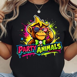 Patriotic Monkey Baseball Graphic, Funny USA Flag Sunglasses Art (Digital Download)