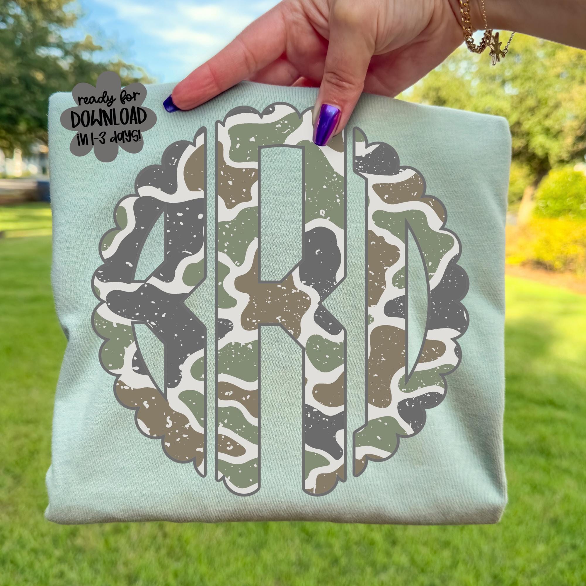 Distressed Camo Monogram PNG File Download | Camo Monogram | Preppy ...