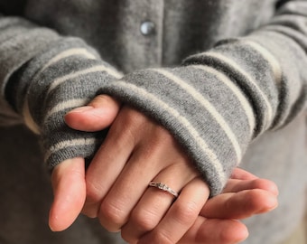 100% Cashmere Wrist Warmers, Stripes- Women’s S/M(no thumbs!)