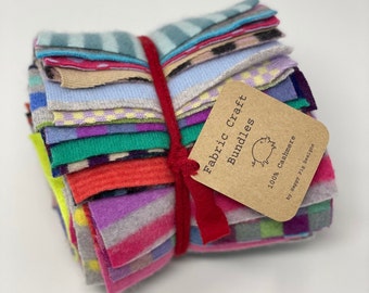 100% Cashmere Fabric Squares - 1 Square Yard of Stripes and Patterns Bundle