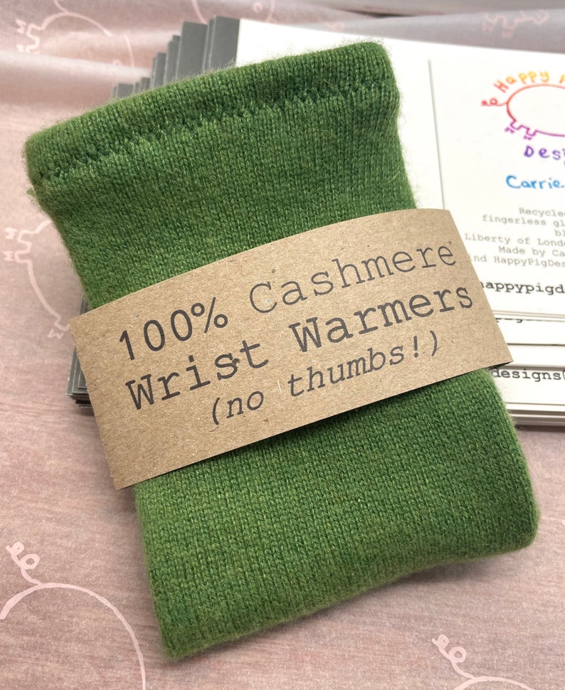 Cashmere Wrist Warmers No thumbs greens women's S/M | Etsy