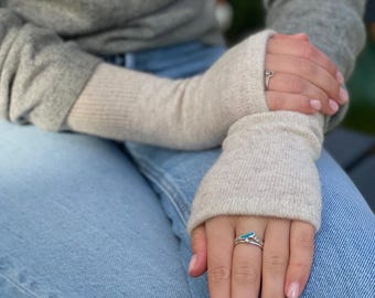 100% Cashmere Wrist Warmers, Taupe, Beige & Neutrals(no thumbs!) Women's S/M