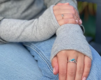 100% Cashmere Wrist Warmers, Greys & Black (no thumbs!) Women's S/M handmade