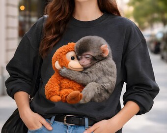 バイラルモンキーパンチシャツ、ブレイブベビーモンキースウェットシャツ、チームパンチTシャツ、コンフォートカラーTシャツ、動物愛好家へのギフト、ニホンザル支援