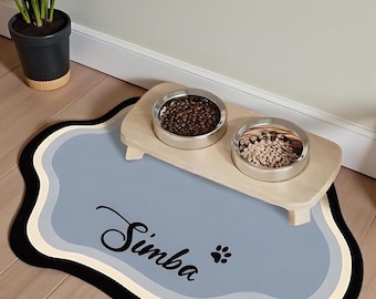 Personalized Pet Food Mat, Dog feeding pad, Non Slip Absorbent Feeding Placemat, Floor Protector, Dog Gifts, Pet Gift, Animal Lover Gift