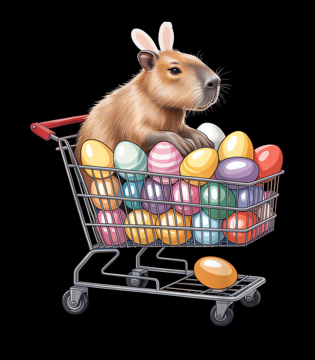 Capy Easter, Capybara Easter Png, Cute Rabbit in Shopping Cart Eggs ...