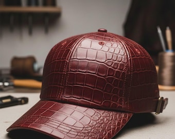 Handmade Crocodile impose Leather Baseball Cap Luxury Streetwear Hat