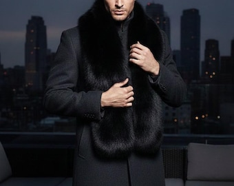 Men’s Luxury Real Fox Fur Collar shawl | Winter Detachable Collar, for Coats & Jackets