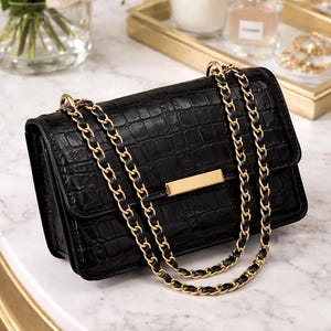 Genuine Crocodile Leather Top Handle Bag with Chain Strap | Elegant Statement Purse for Women