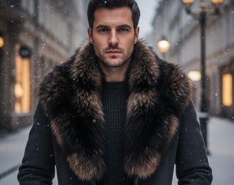 Men’s Luxury Real Fox Fur Collar | Winter Detachable Collar, for Coats & Jacket