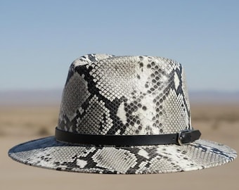 Sombrero Fedora con Estampado de Pitón / Piel de Serpiente Imitación Estilo Occidental