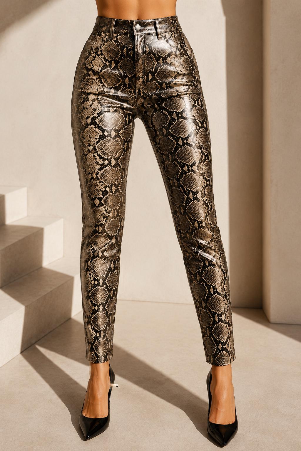 パンツ Three six 9ine Python leather pants Python Leather Pants - Etsy