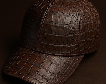 Handmade Crocodile Leather Baseball Cap Luxury Streetwear Hat