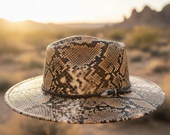 Sombrero de vaquero de piel de serpiente, auténtico sombrero de piel de serpiente hecho a mano, estilo western, para festivales.