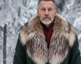 Men’s Luxury Real Fox Fur Collar | Winter Detachable Collar, for Coats & Jackets
